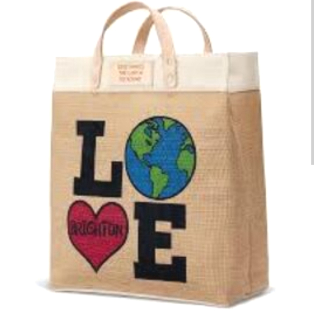 BRIGHTON LOVE THE EARTH TOTE NATURAL JUTE TOTE